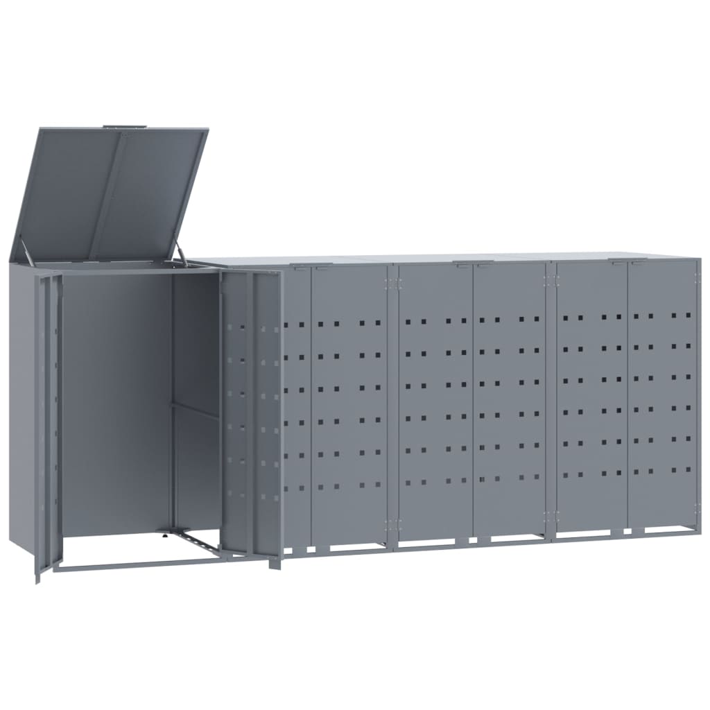 skraldespandsskjuler 276x79x117 cm 4 rum stål grå