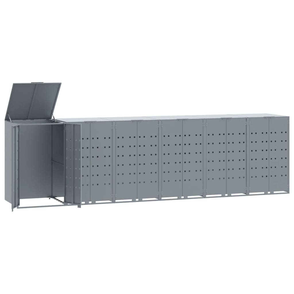skraldespandsskjuler 414x79x117 cm 6 rum stål grå