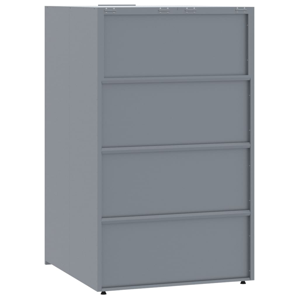 skraldespandsskjuler 414x79x117 cm 6 rum stål grå