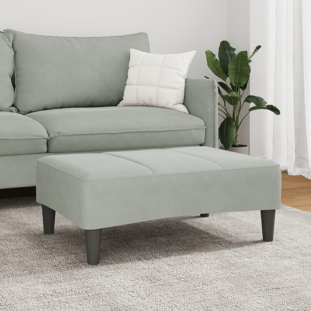 fodskammel 77x55x31 cm velour lysegrå