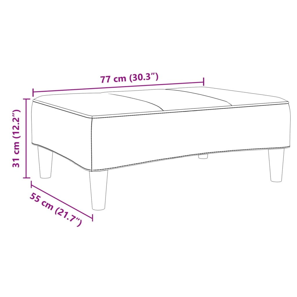 fodskammel 77x55x31 cm velour lysegrå
