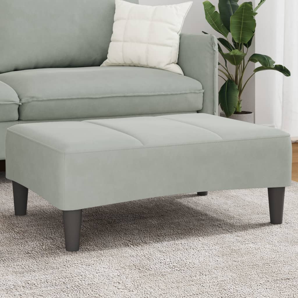 fodskammel 77x55x31 cm velour lysegrå