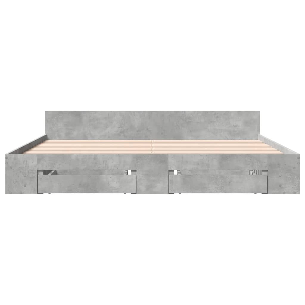sengeramme med skuffer 180x200 cm konstrueret træ betongrå