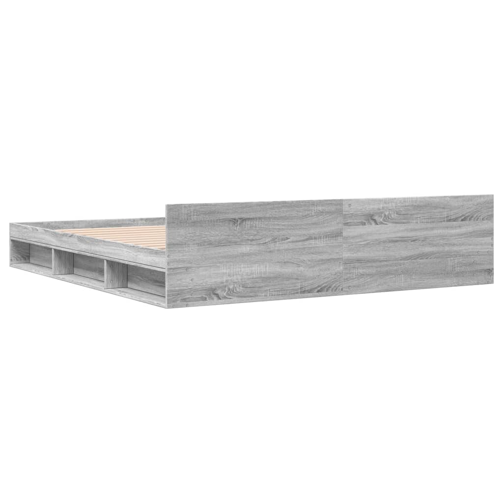 sengeramme med skuffer 180x200 cm konstrueret træ grå sonoma-eg