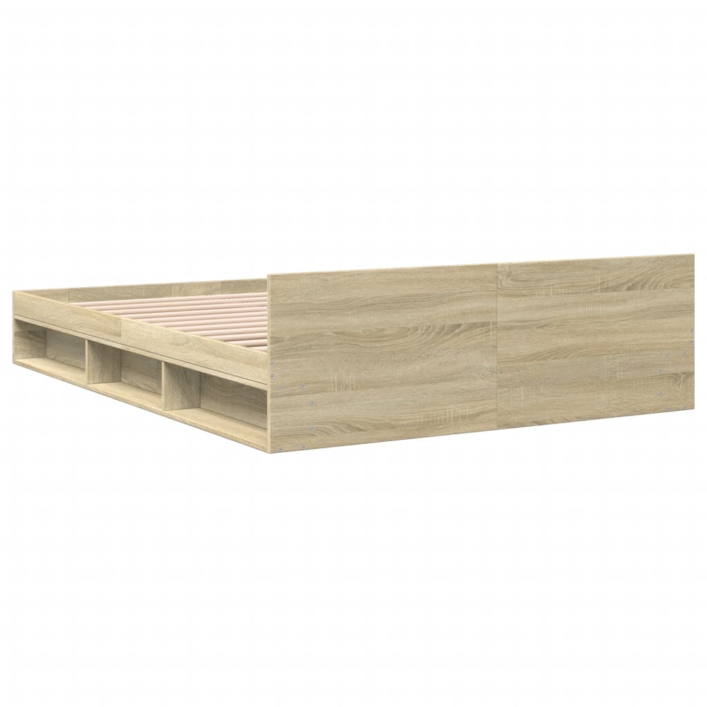 sengeramme med skuffer 140x200 cm konstrueret træ sonoma-eg