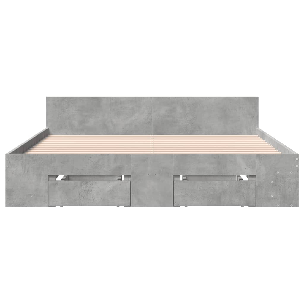 sengeramme med skuffer 140x200 cm konstrueret træ betongrå