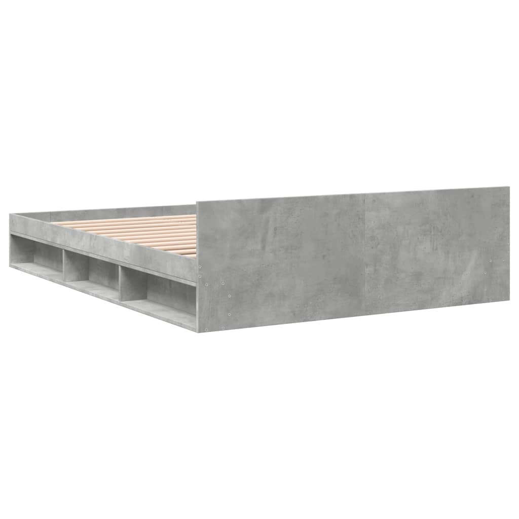 sengeramme med skuffer 140x200 cm konstrueret træ betongrå