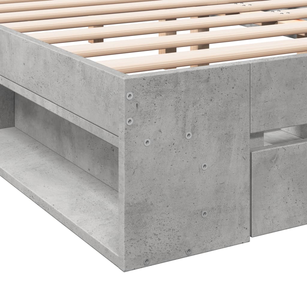 sengeramme med skuffer 140x200 cm konstrueret træ betongrå