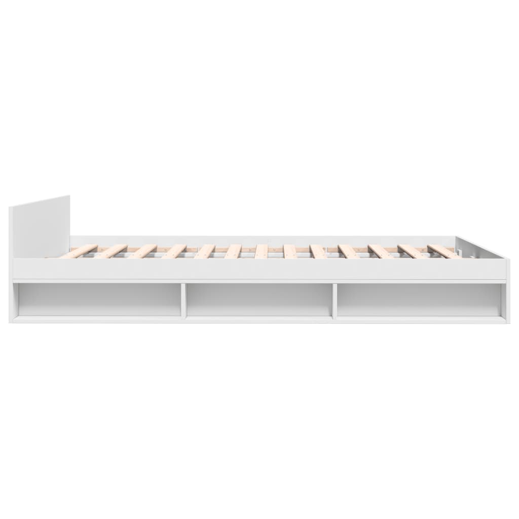 sengeramme med skuffer 135x190 cm konstrueret træ hvid højglans