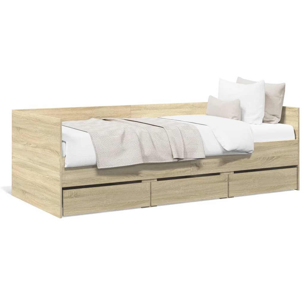 daybed med skuffer uden madras 90x190 cm sonoma-eg