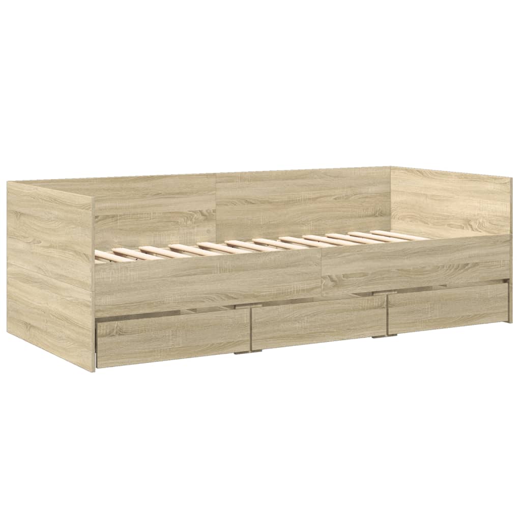 daybed med skuffer uden madras 90x190 cm sonoma-eg