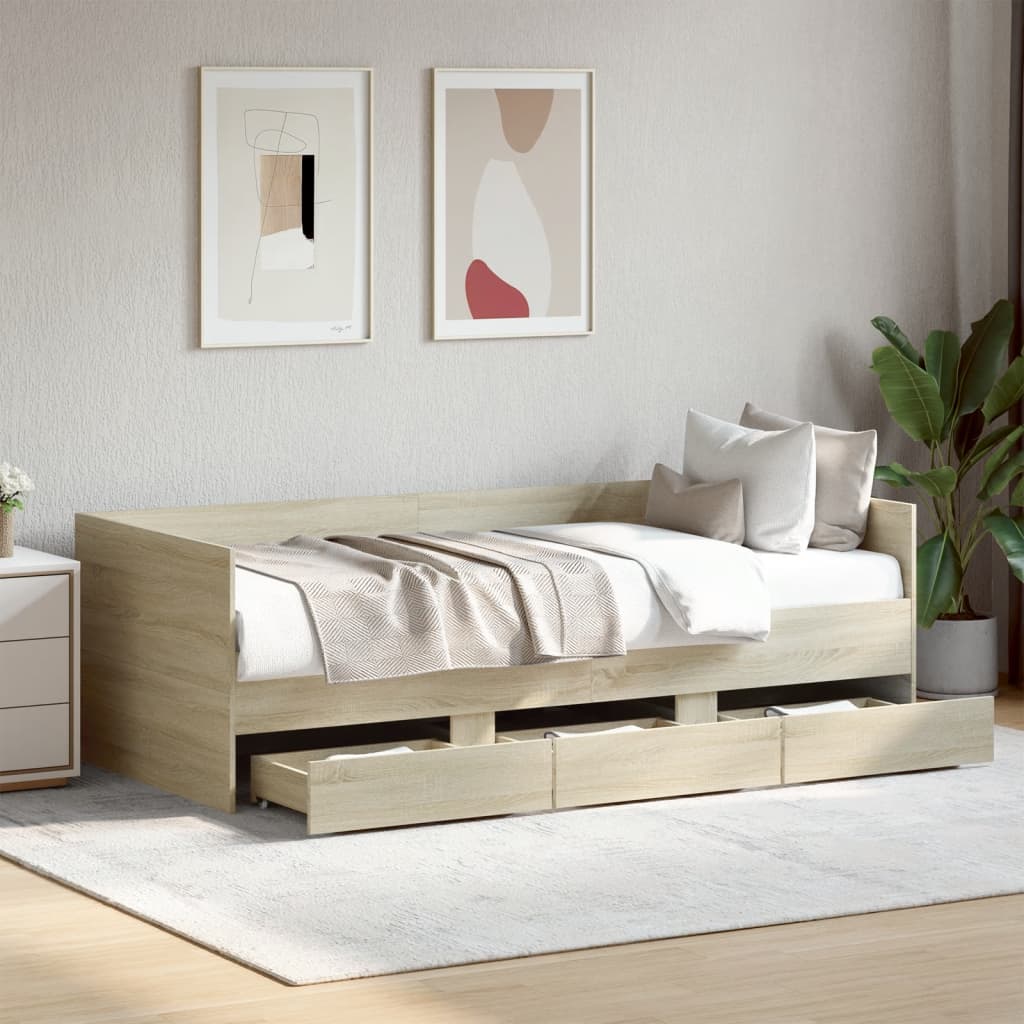 daybed med skuffer uden madras 90x190 cm sonoma-eg
