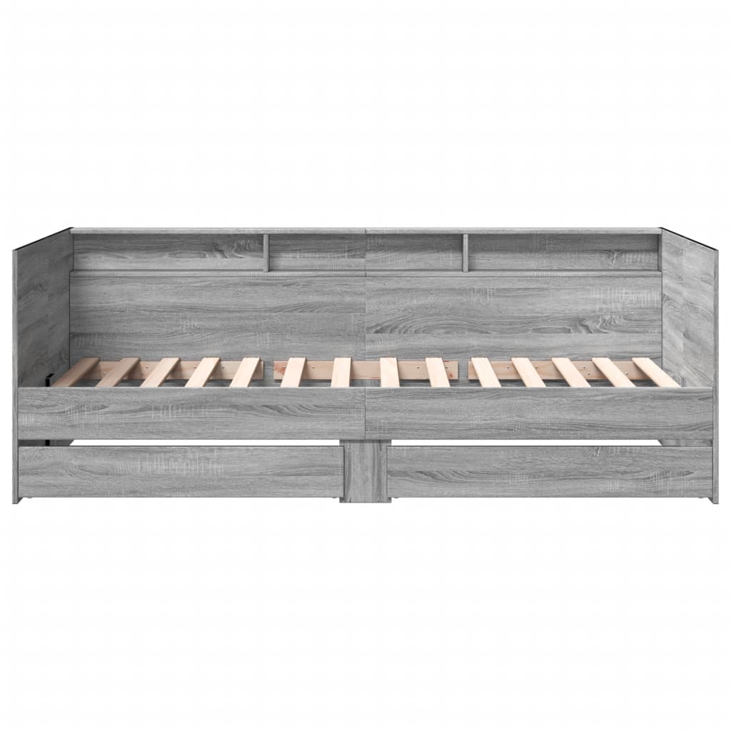 daybed med skuffer uden madras 90x200 cm grå sonoma-eg