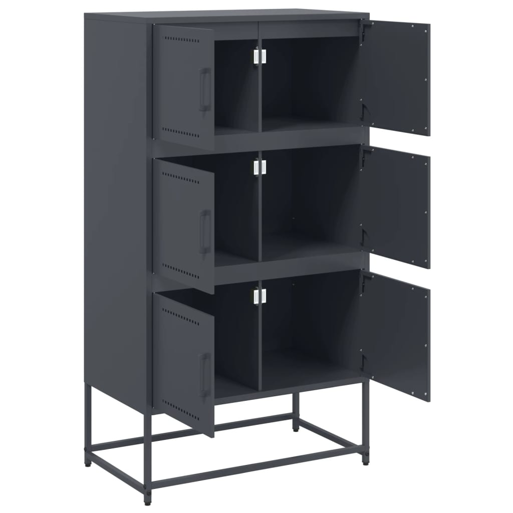 skænk 68,5x38,5x123,5 cm stål antracitgrå