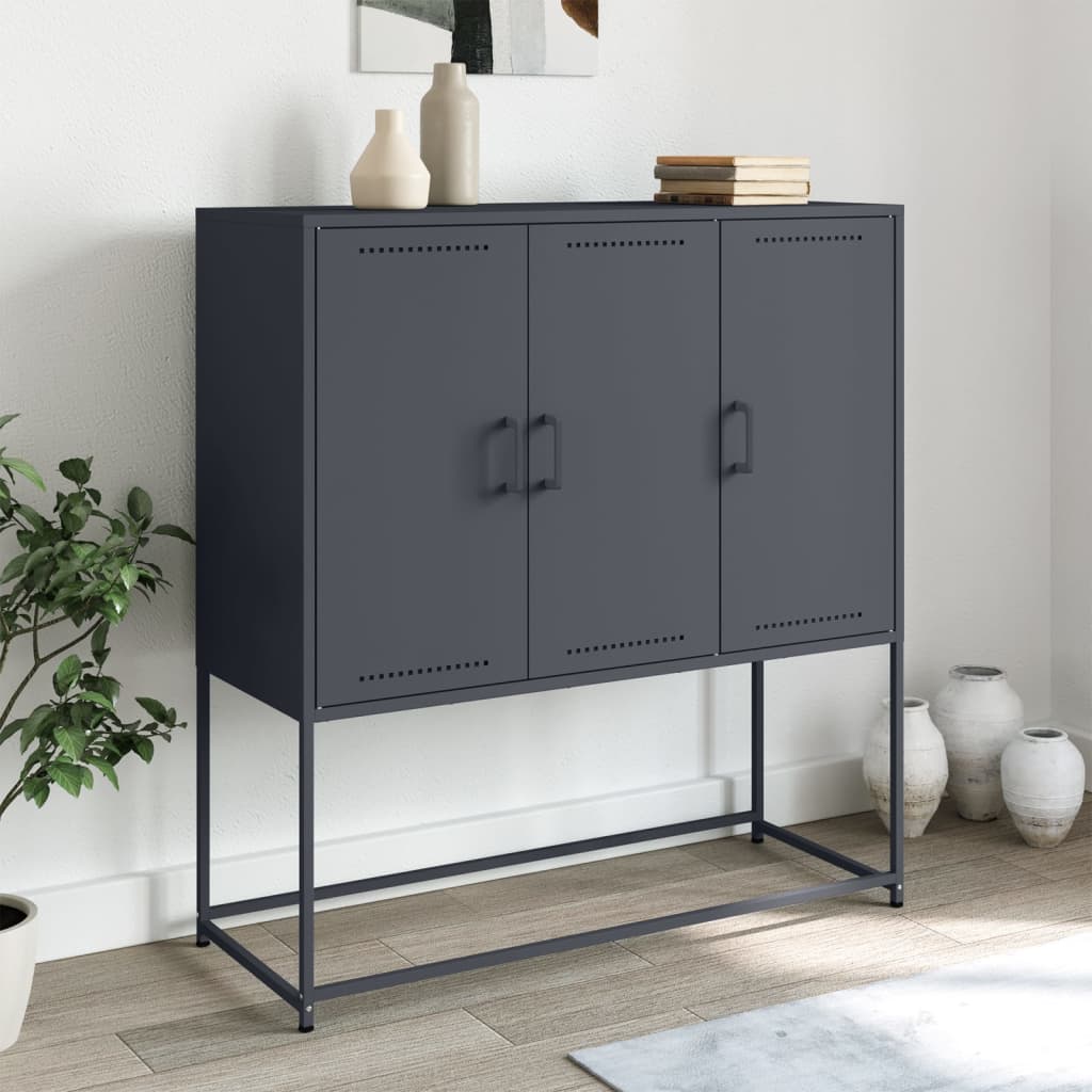 højskab 100,5x39x107 cm stål antracitgrå