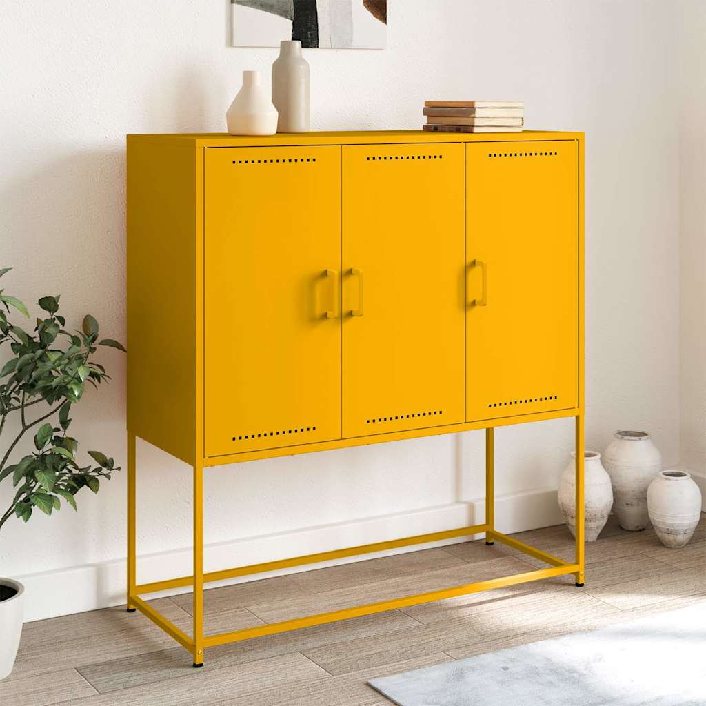 højskab 100,5x39x107 cm stål sennepsgul