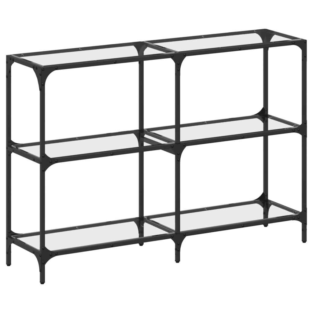 konsolbord med transparent glastop 118,5x30x81 cm stål
