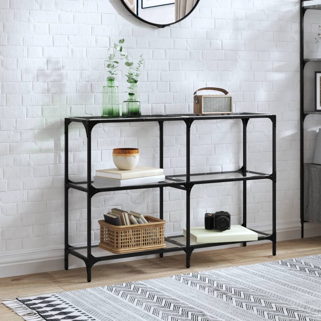 konsolbord med transparent glastop 118,5x30x81 cm stål