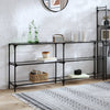 konsolbord med transparent glastop 194,5x30x81 cm stål