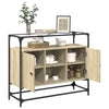 skænk med glastop 98x35x81 cm konstrueret træ sonoma-eg