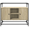skænk med glastop 98x35x81 cm konstrueret træ sonoma-eg