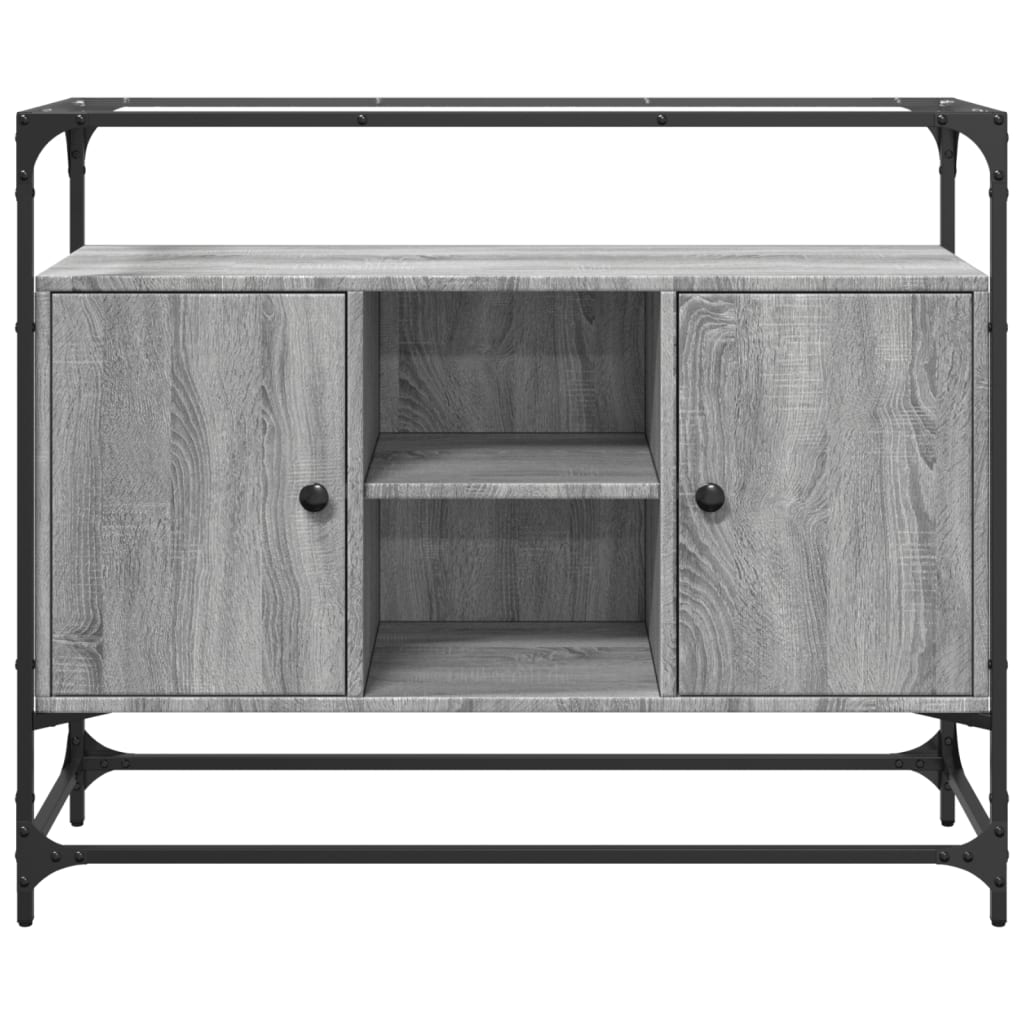skænk med glastop 98x35x81 cm konstrueret træ grå sonoma-eg