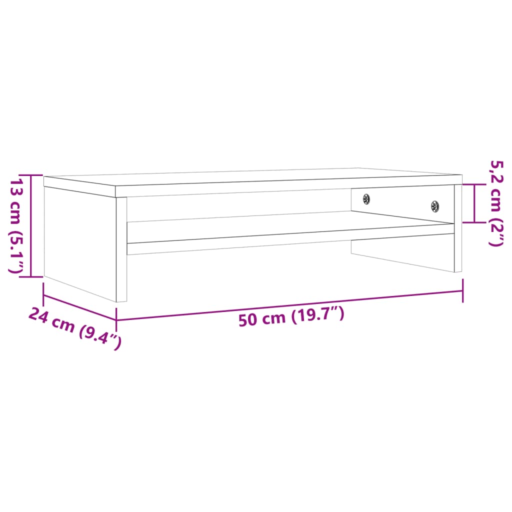 skærmholder 50x24x13 cm massivt fyrretræ gyldenbrun