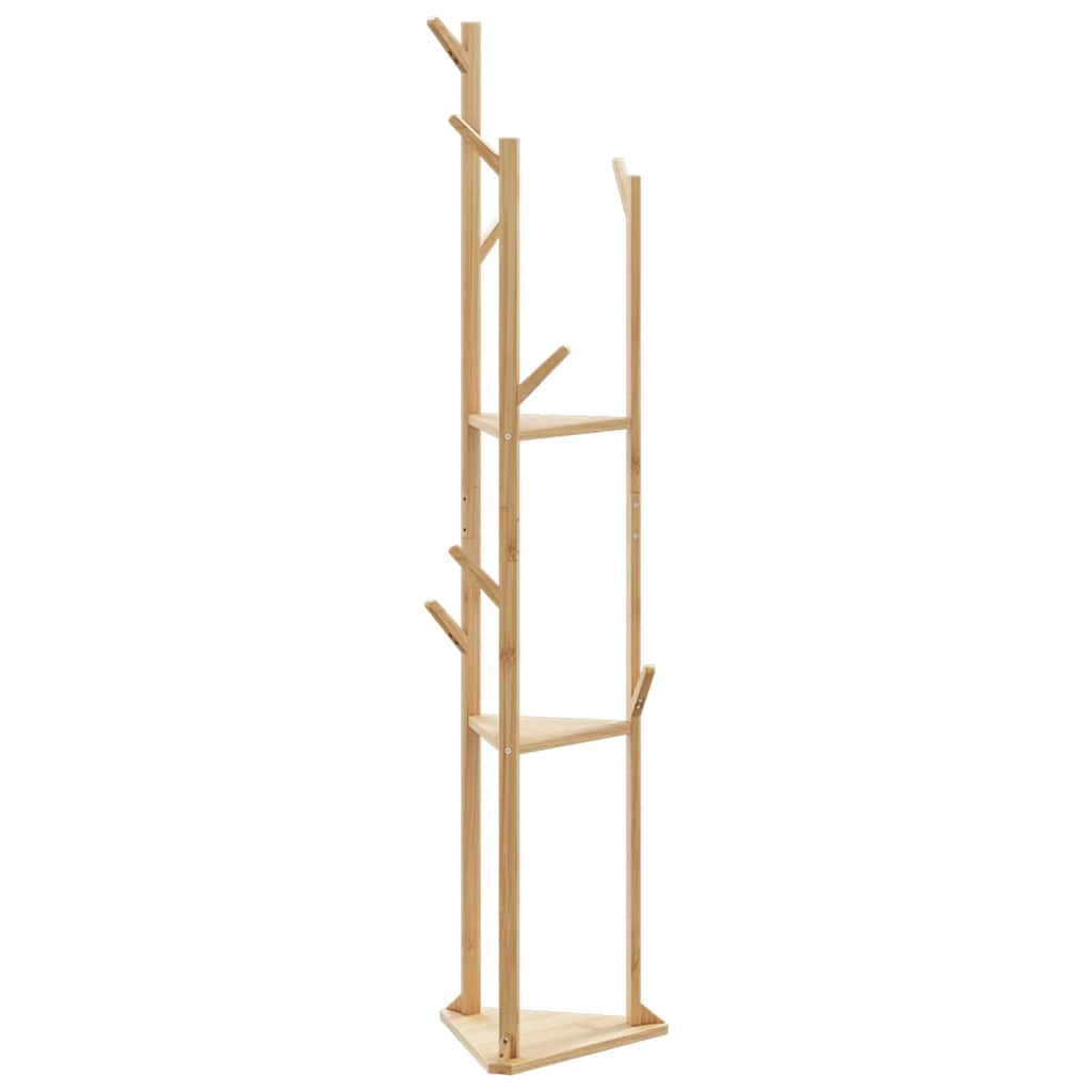 garderobestativ med kroge og hylder 39x33x166 cm bambus