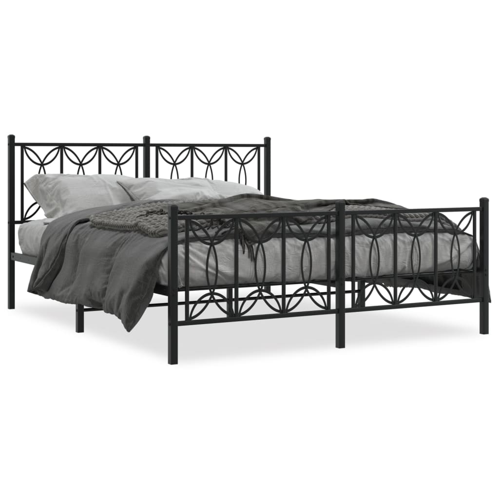 sengeramme uden madras med fodgærde 160x200 cm sort