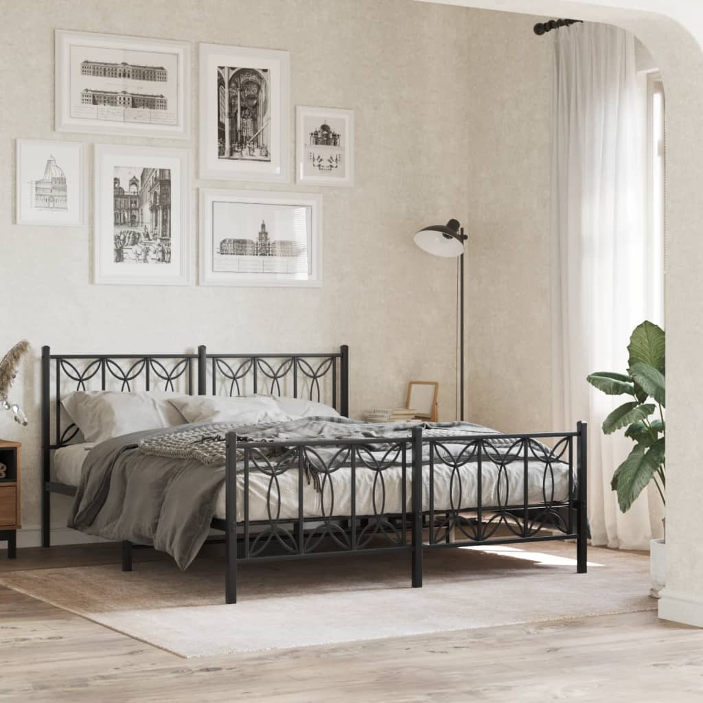 sengeramme uden madras med fodgærde 160x200 cm sort