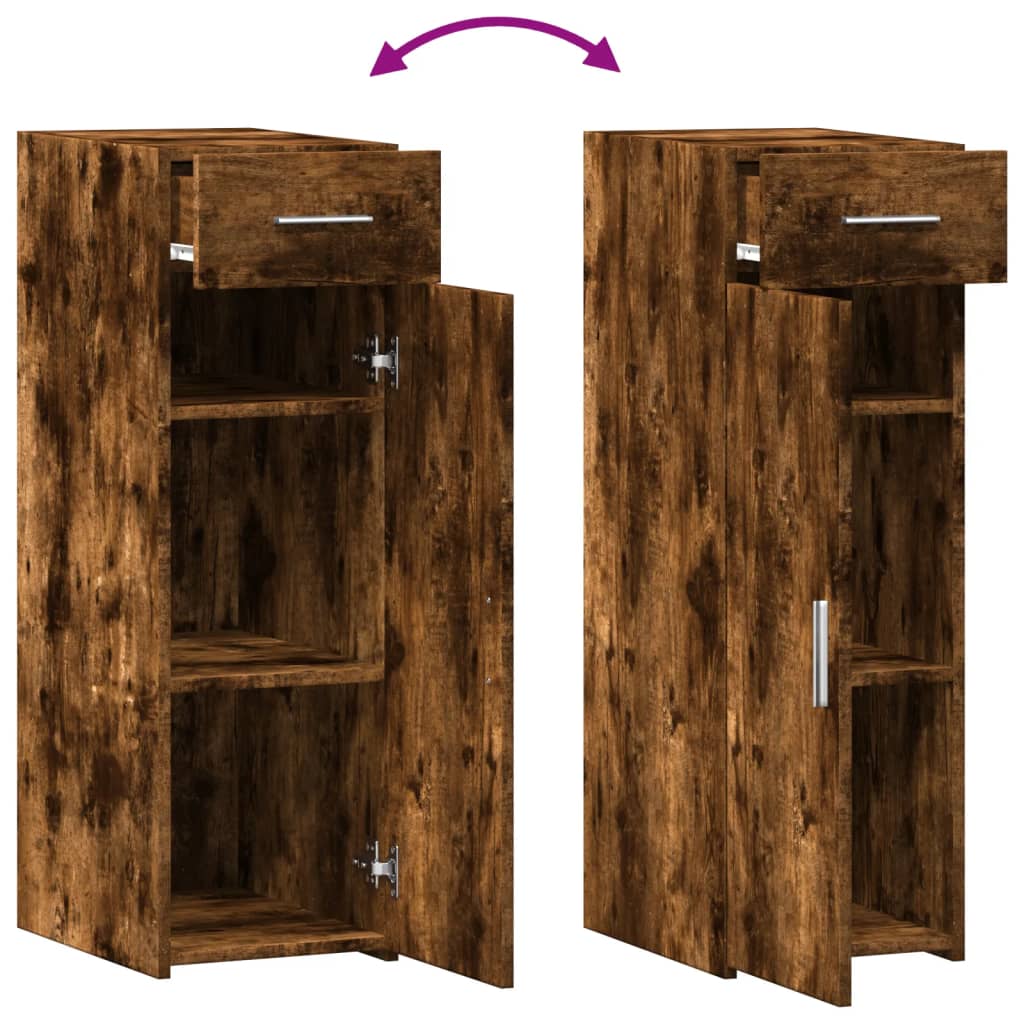 reol 30x42,5x93 cm konstrueret træ røget egetræsfarve