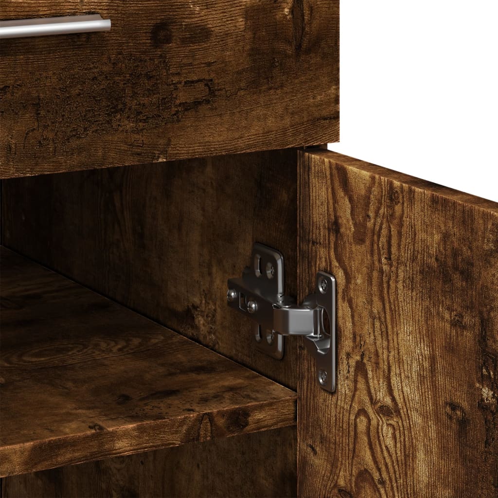 skænk 80x42,5x93 cm konstrueret træ røget egetræsfarve