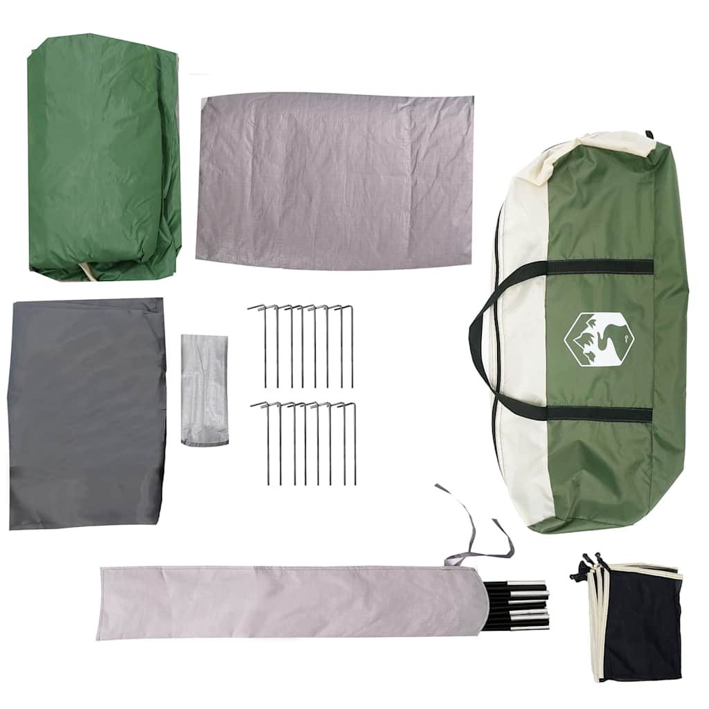 6-personers familietelt tunnel vandtæt grøn