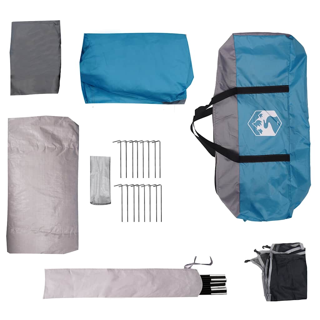 6-personers campingtelt vandtæt tunnel blå