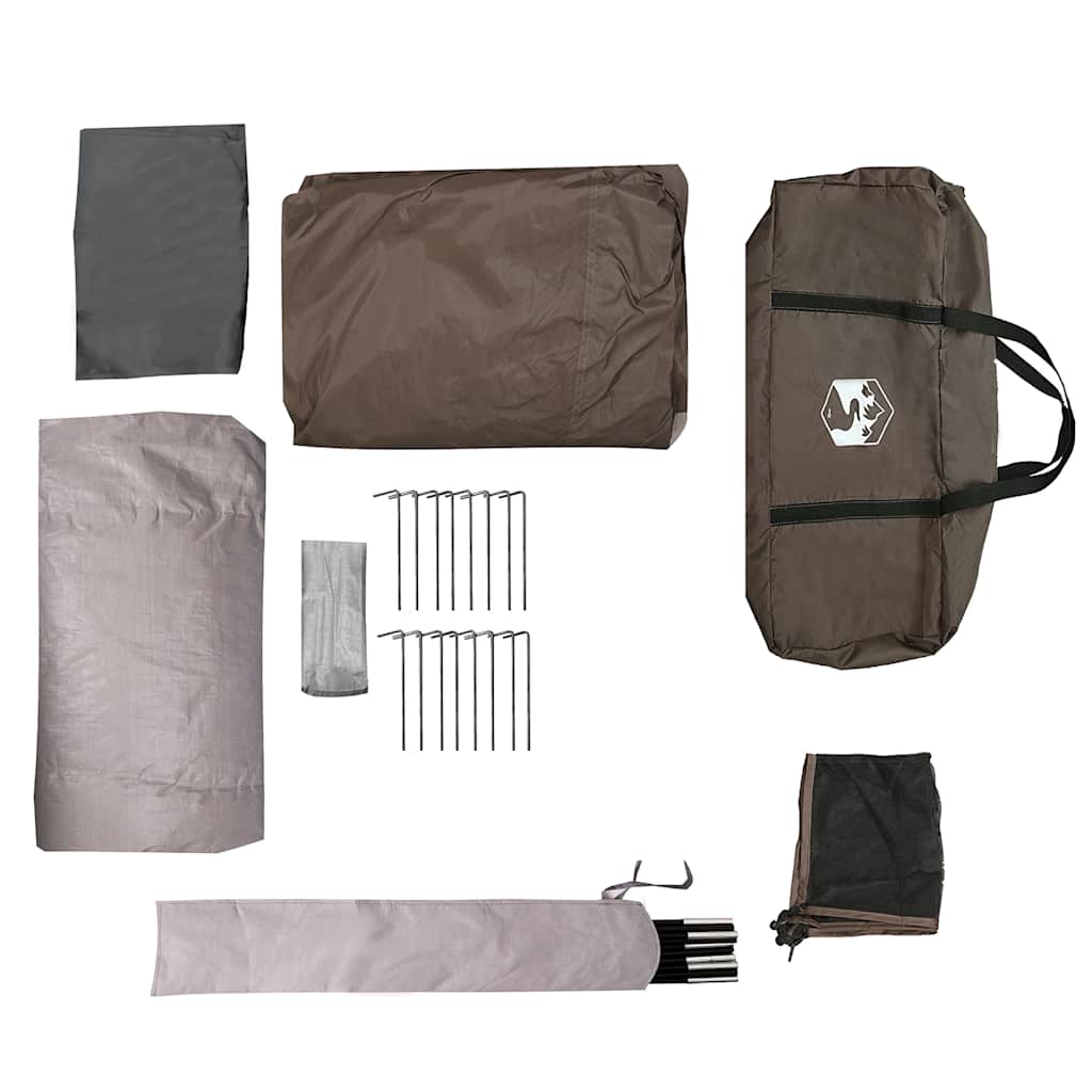 6-personers familietelt tunnel vandtæt brun