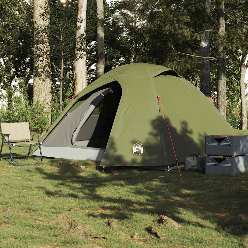 3-personers campingtelt vandtæt kuppel olivengrøn