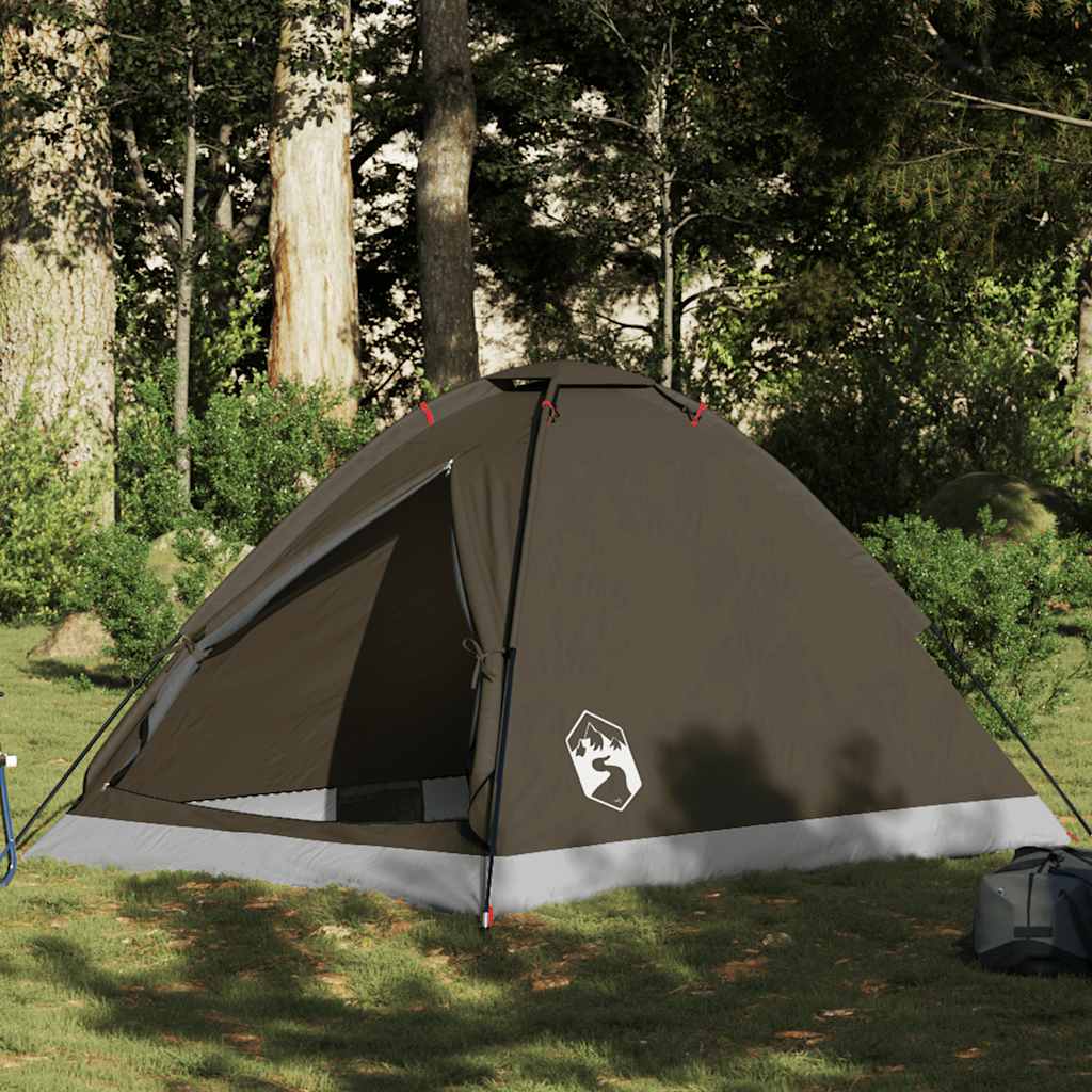 2-personers campingtelt vandtæt kuppel brun