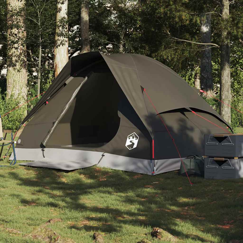2-personers campingtelt vandtæt kuppel brun