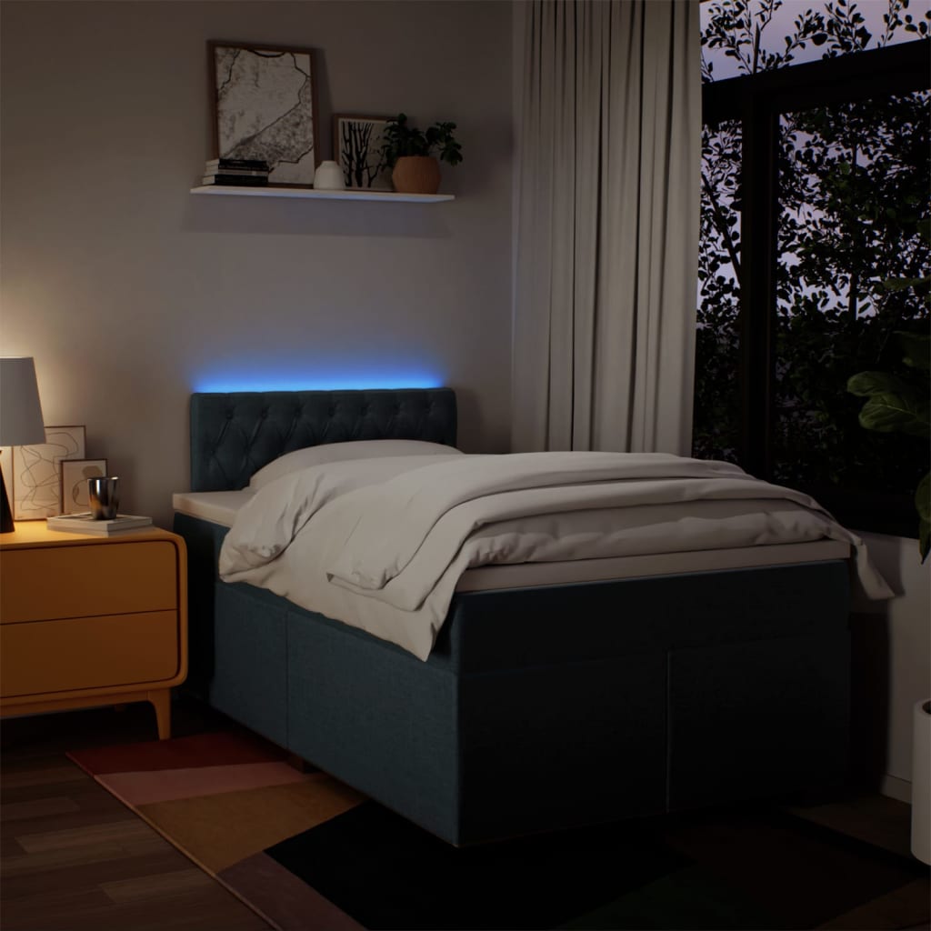 kontinentalseng med madras 120x190 cm stof blå