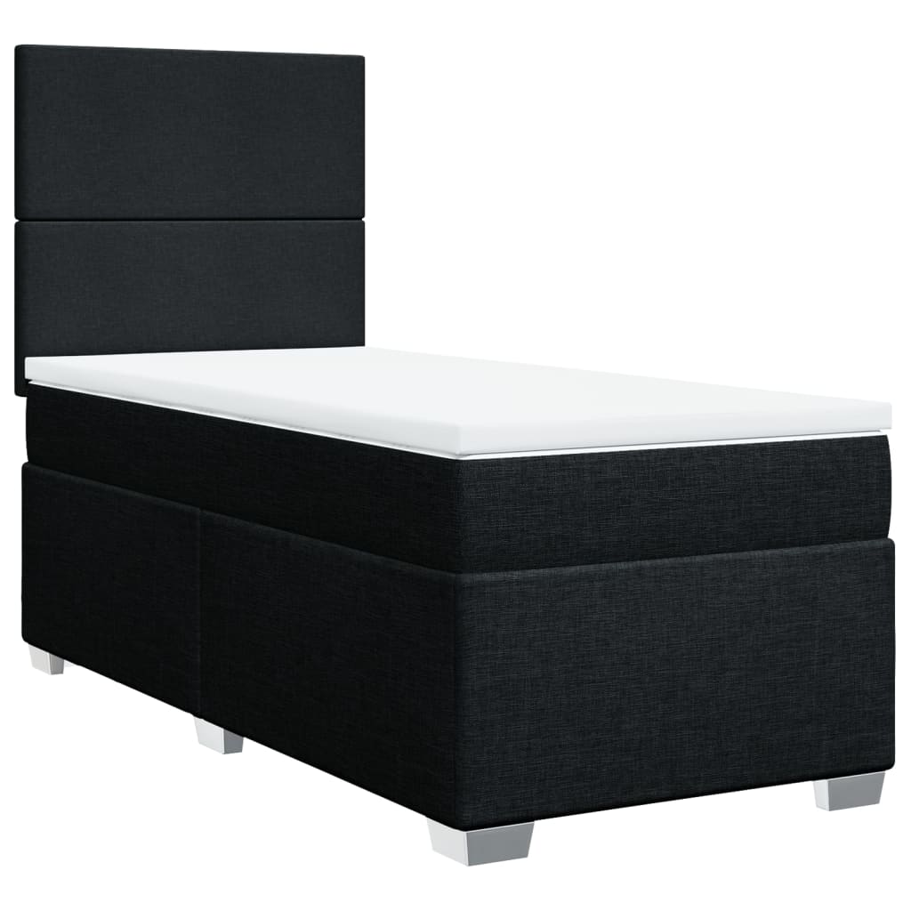 kontinentalseng med madras 90x190 cm stof sort