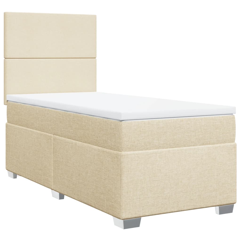 kontinentalseng med madras 90x190 cm stof cremefarvet