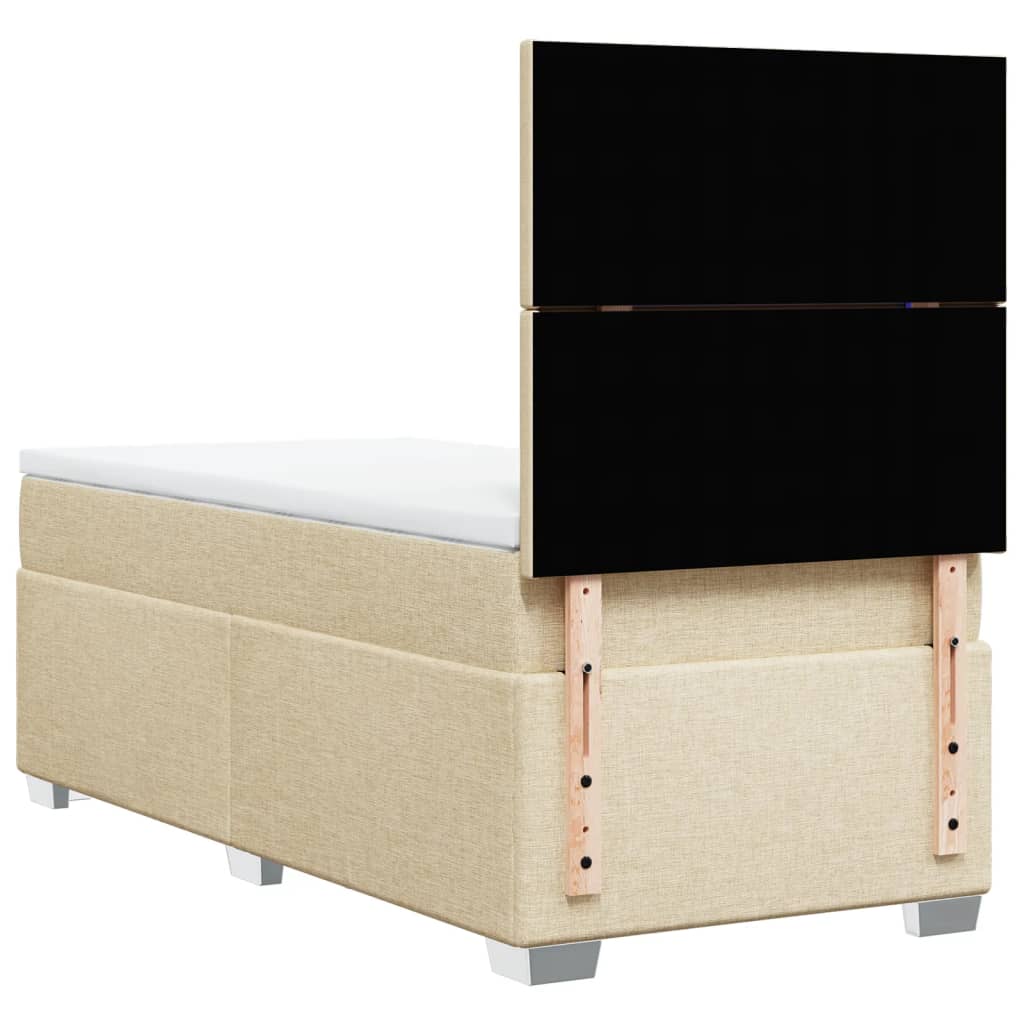 kontinentalseng med madras 90x190 cm stof cremefarvet