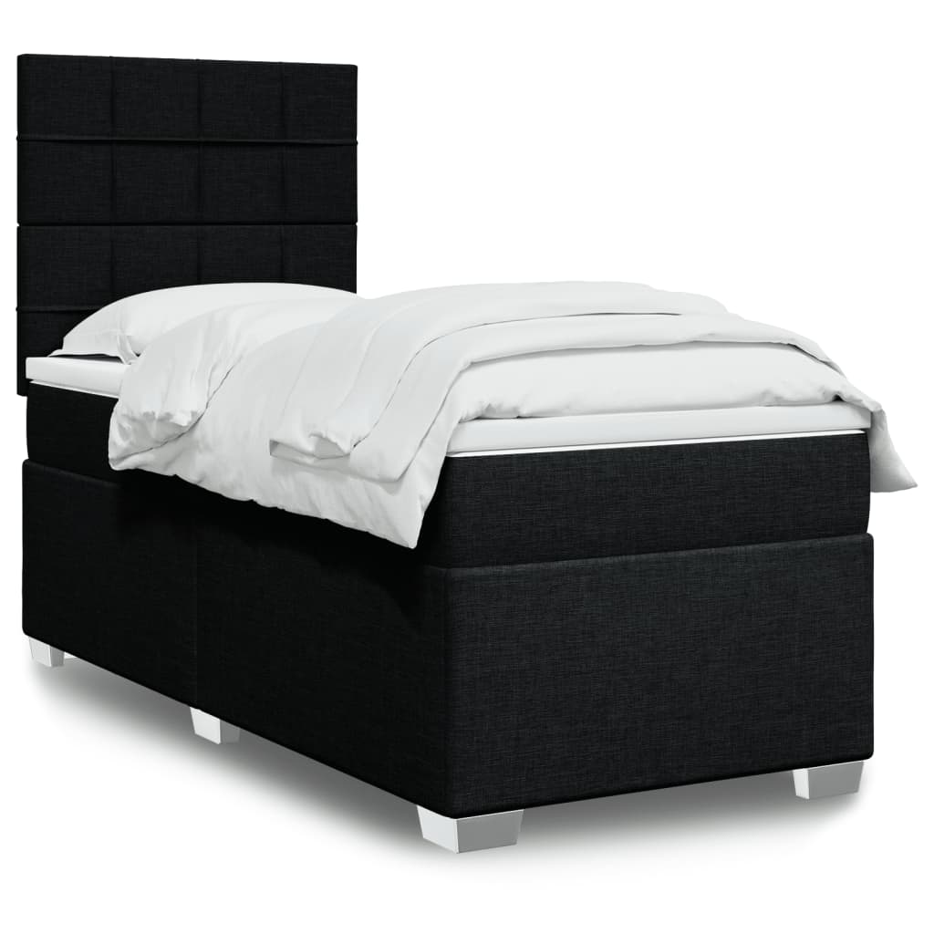 kontinentalseng med madras 90x190 cm stof sort