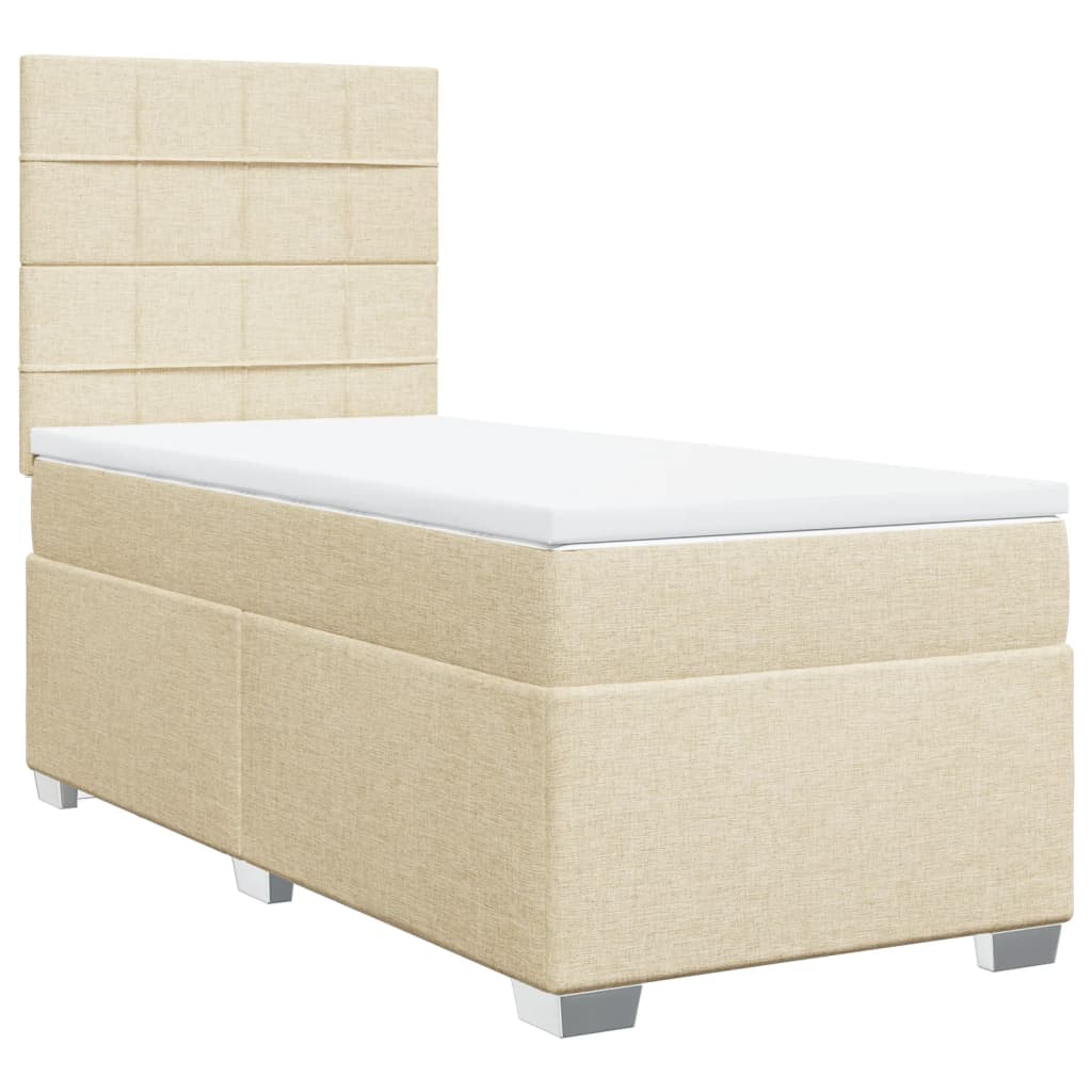 kontinentalseng med madras 90x190 cm stof cremefarvet