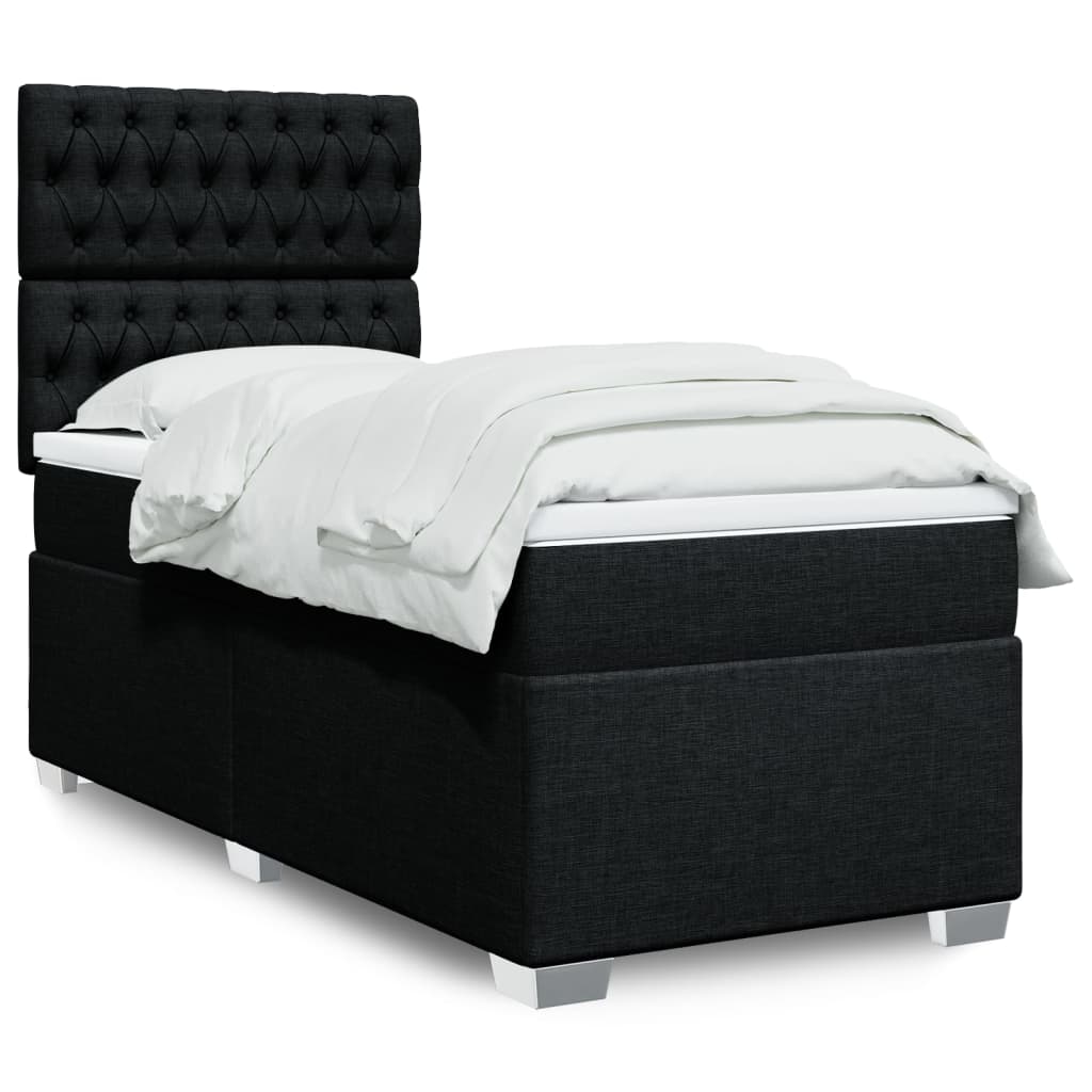 kontinentalseng med madras 90x190 cm stof sort