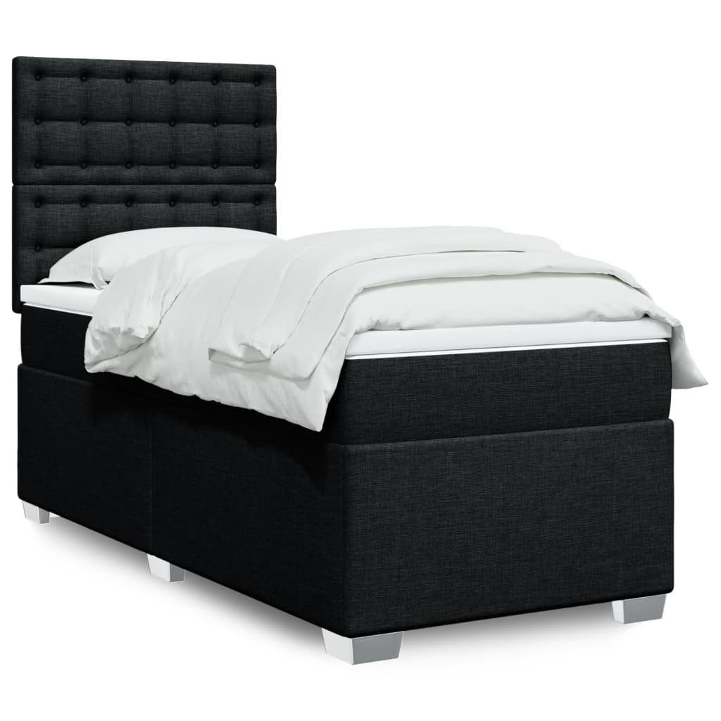 kontinentalseng med madras 90x190 cm stof sort