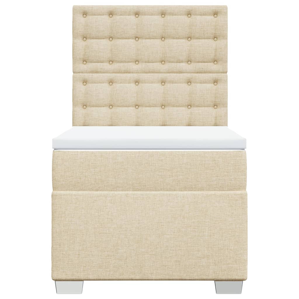 kontinentalseng med madras 90x190 cm stof cremefarvet