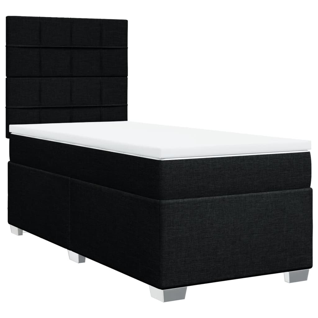 kontinentalseng med madras 90x200 cm stof sort