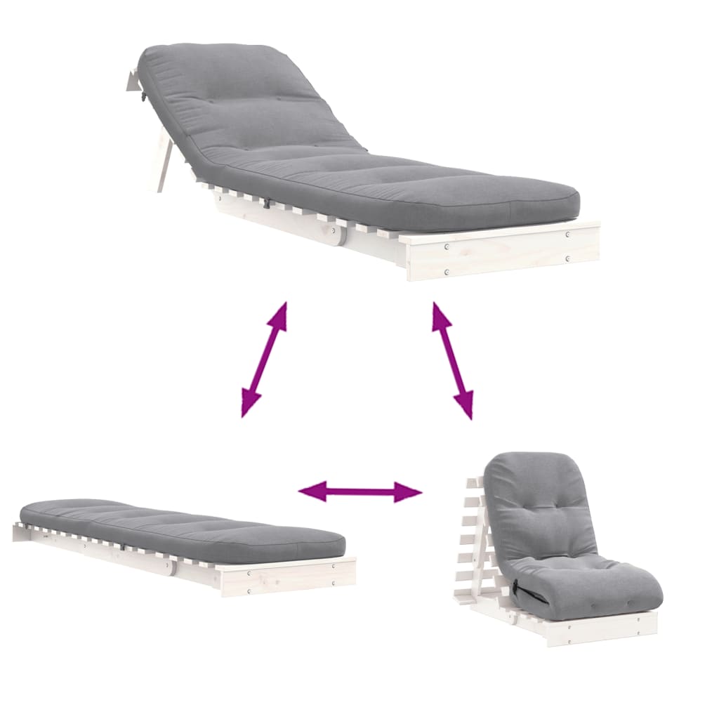 futon med madras 60x206x11 cm massivt fyrretræ hvid