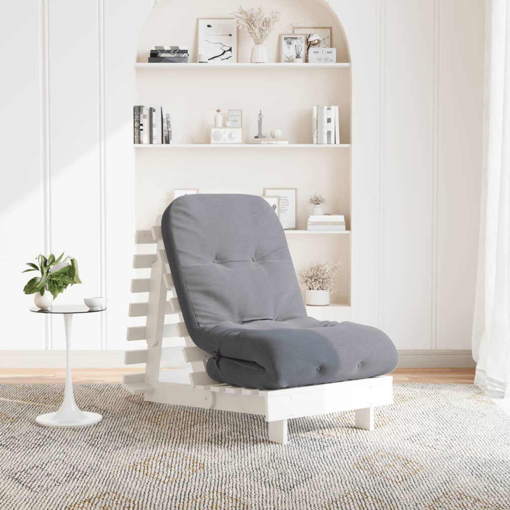 futon med madras 60x206x11 cm massivt fyrretræ hvid